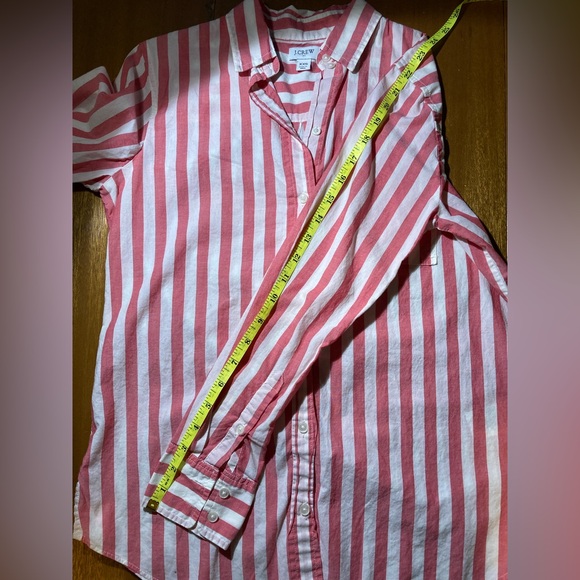 J. Crew - Coral/White Striped High Low Relaxed Fit Button Up Top - XXS - Picture 5 of 9